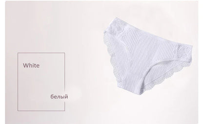Floral Lace Cotton Women’s Panties - Comfortable Briefs, Solid Color Underwear, 3PCS/Set, Sizes M-XXL
