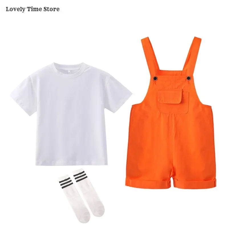 Kids Hip Hop Candy Color Overalls – Girls & Boys Suspender Shorts Jumpsuit Romper Streetwear