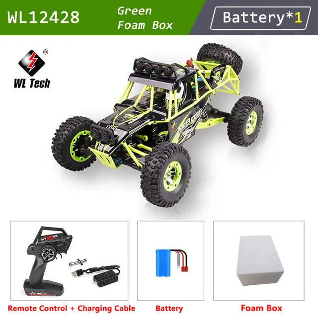 WLtoys 12428 1:12 RC Racing Car — 4WD High-Speed Off-Road Remote Control Buggy with LED Light, Alloy Climbing Truck, Boys & Kids Gift