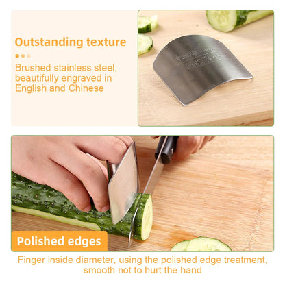 Stainless Steel Finger Protector - Anti-Cut Finger Guard for Safe Vegetable Cutting - Kitchen Gadget Accessory (1/3Pcs)