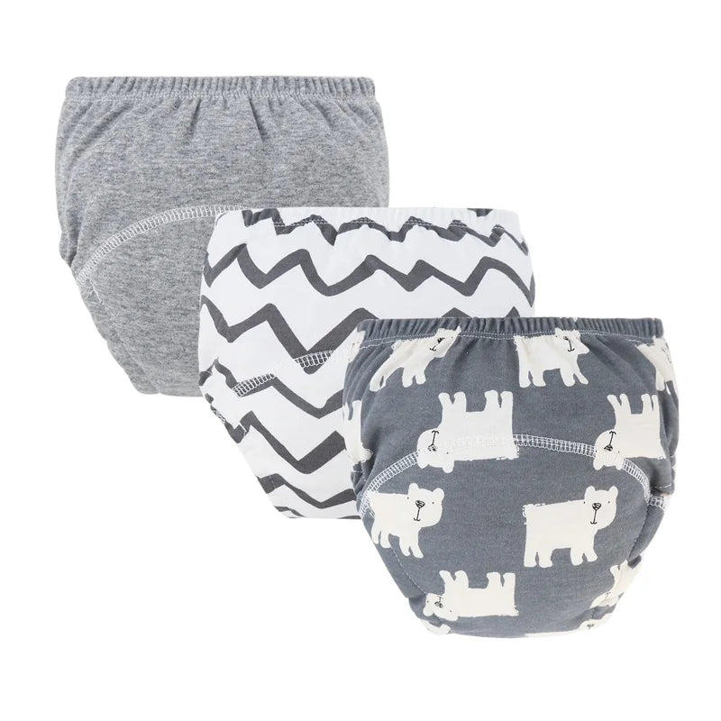 3-Piece Baby Diaper Pants Set – Cotton Toddler Training Pants, Cartoon Printed Reusable Nappies for Newborns & Infants