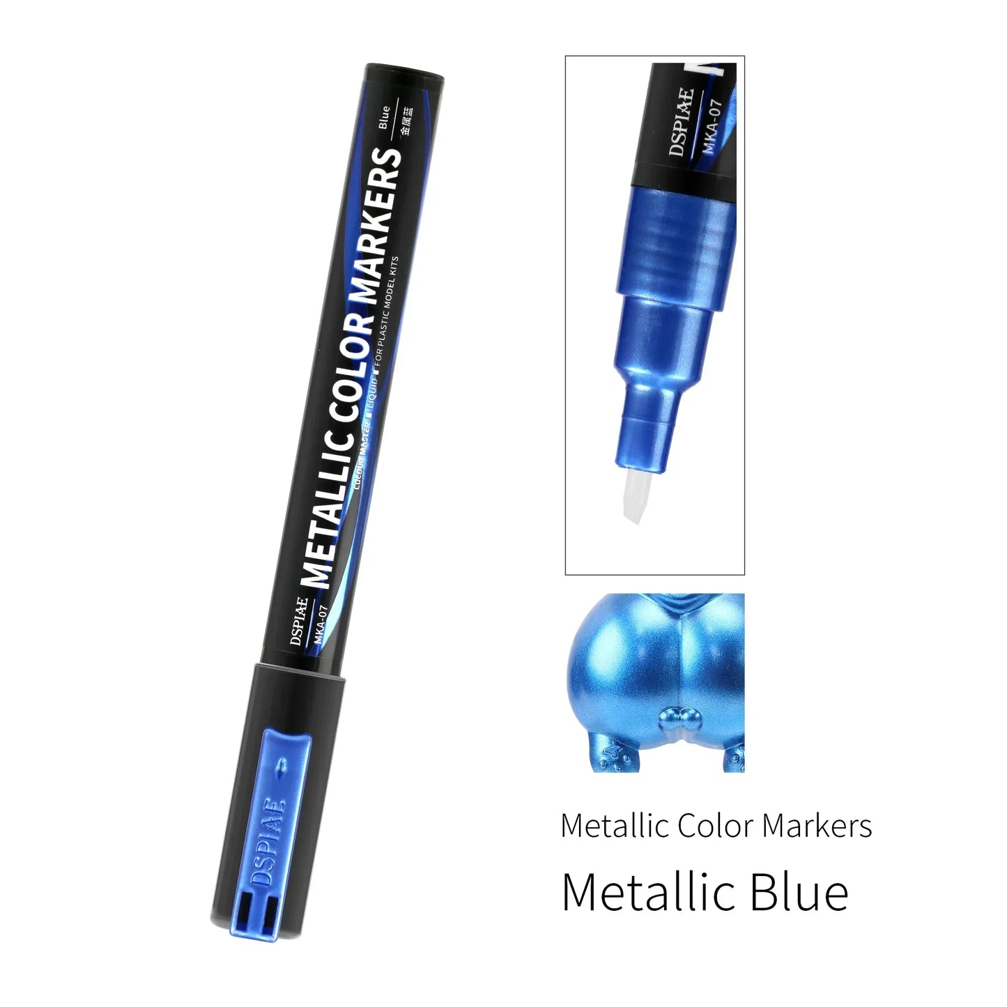 DSPIAE MKA Metallic Brush Marker Pen Set – Eco-Friendly Water-Based Soft Tip Paint Pens (Pink, Orange, Red, Blue, Green, Silver, Gold)