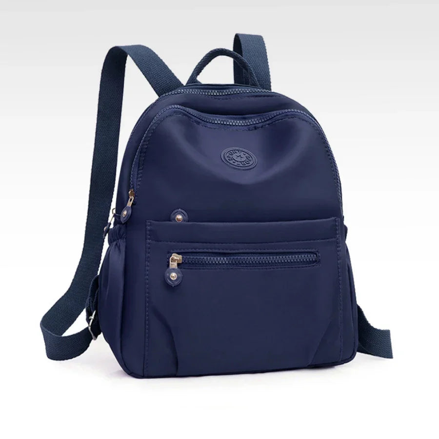 Solid Color Nylon Backpack - Lightweight, Fashion Daypack for Work and Travel, Luggage-Hangable School Bag