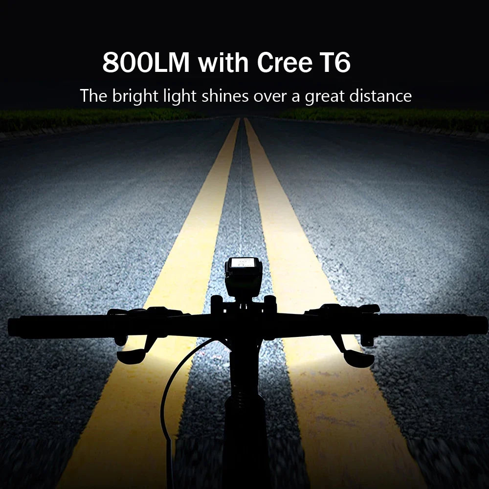 4 Mode USB Bike Light Lamp – Bicycle Computer with 3-Mode Horn, Flashlight, LED Front Lights, Speedometer, and Headlight