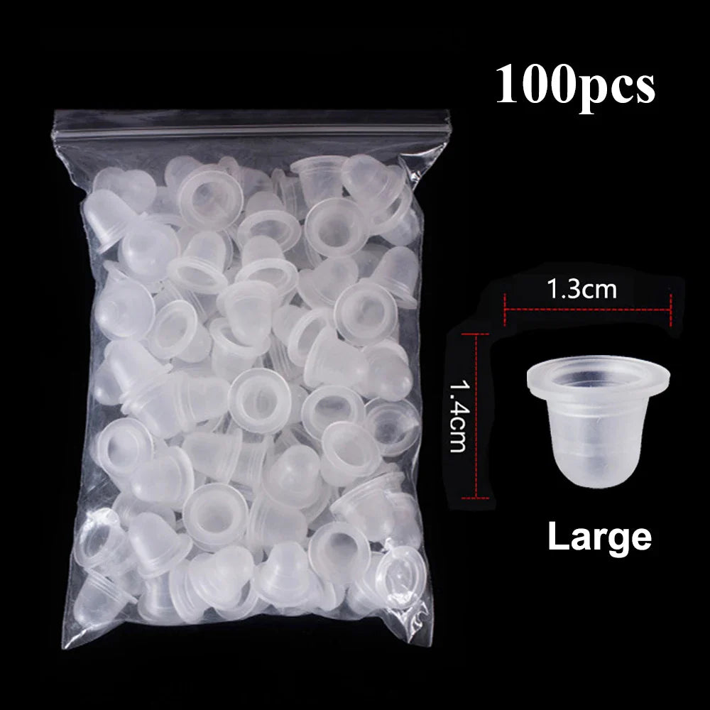 100/500/1000pcs Disposable Silicone Tattoo Ink Cup Caps — Pigment Holder Containers for Tattoo Accessories