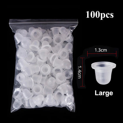 100/500/1000pcs Disposable Silicone Tattoo Ink Cup Caps — Pigment Holder Containers for Tattoo Accessories