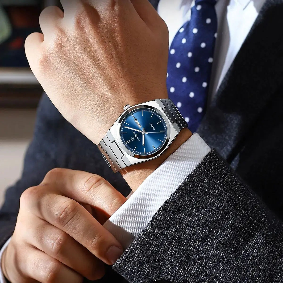 POEDAGAR Luxury Men's Watch – Waterproof Luminous Quartz with Date and Week, Stainless Steel, Casual with Box