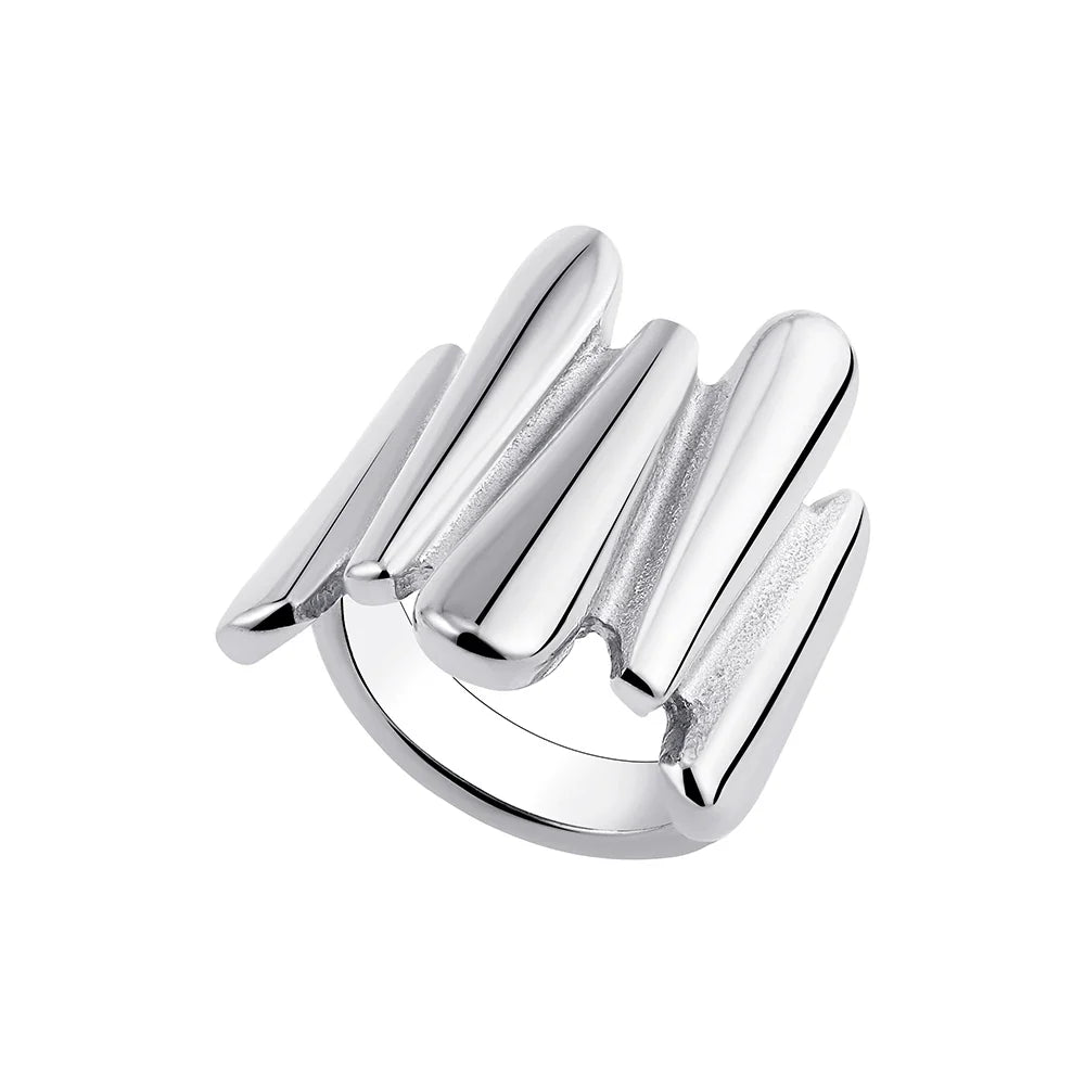 Vintage Stainless Steel Chunky Ring – Punk Irregular Adjustable Open Ring for Women, Wedding Jewelry Gift