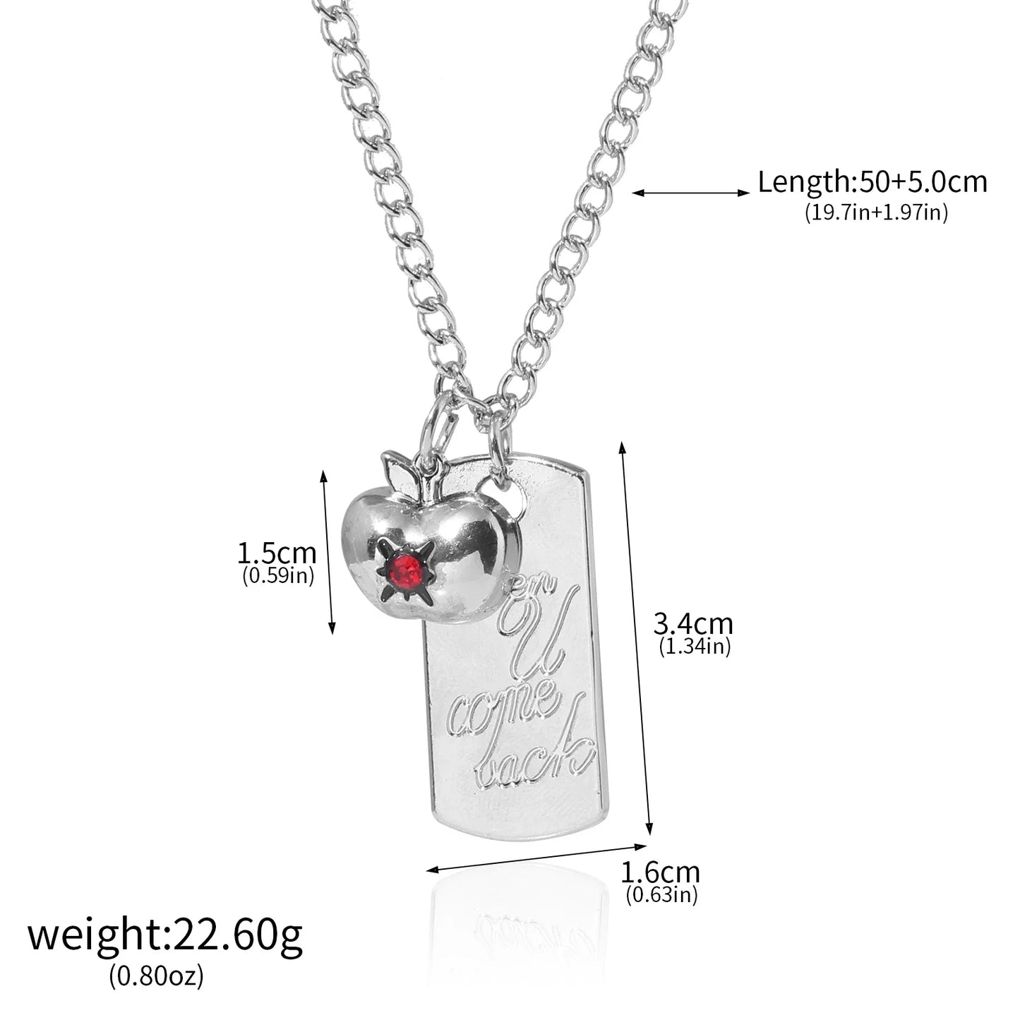 Love and Deep Space Caleb Necklace - Ruby Apple Square Card Pendant Cosplay Jewelry Gift & Collectible Accessory