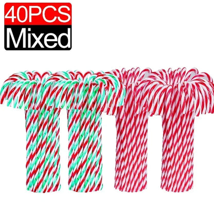 100/10pcs Christmas Candy Cane Ornaments – Plastic Twisted Hanging Decorations for Tree & Party Favors