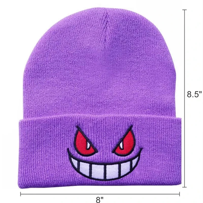 Anime Embroidered Knitted Cap - Unisex Cartoon Hat for Adults & Kids, Halloween Cosplay & Christmas Gift