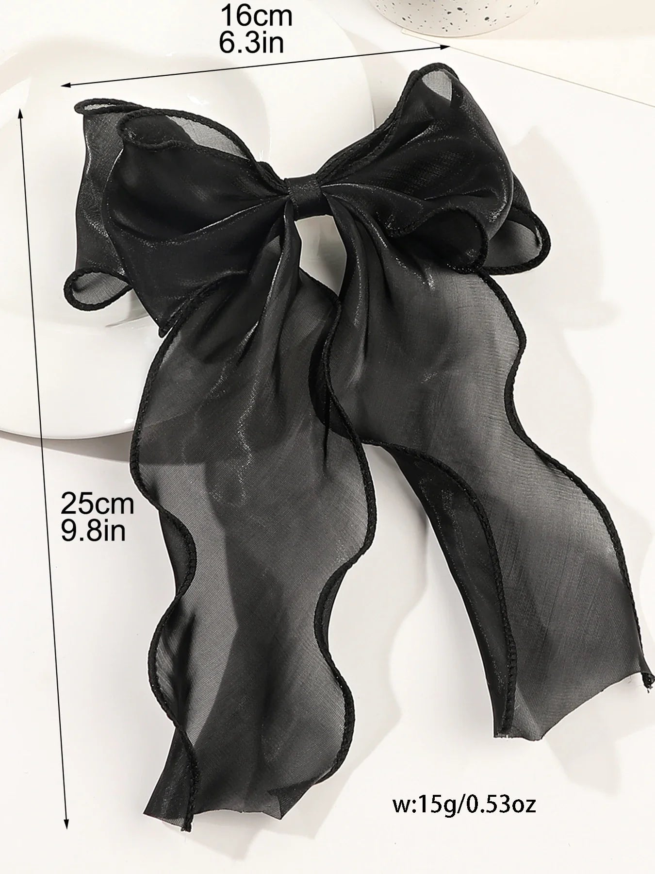 White Organza Bow Hair Clips – Fluttering Ribbon, French Fresh Premium Headdress, Large Hair Accessories for Women & Girls
