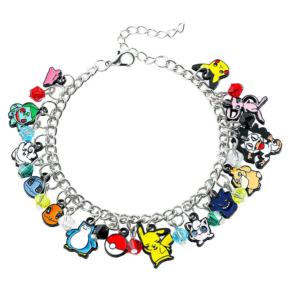 Pokémon Anime DIY Beaded Bracelet Set – Pikachu, Squirtle & Eevee Evolution Cartoon Pendant Jewelry Gift for Parties & Birthdays