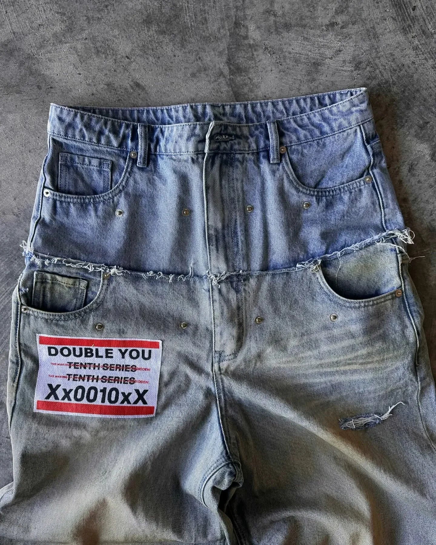 Y2K Street Hip Hop Jeans — Men’s Letter-Print Goth Harajuku Ripped Wide-Leg Double-Waist Pants