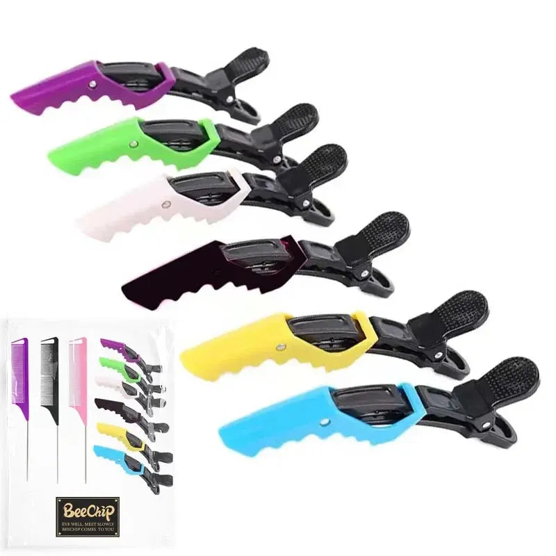 9PCS Professional Hairdressing Alligator Clips and Steel Pins Pointed Tail Picking Comb - Heat-Resistant Anti-Static Supplies