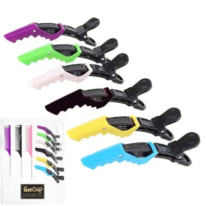 9PCS Professional Hairdressing Alligator Clips and Steel Pins Pointed Tail Picking Comb - Heat-Resistant Anti-Static Supplies