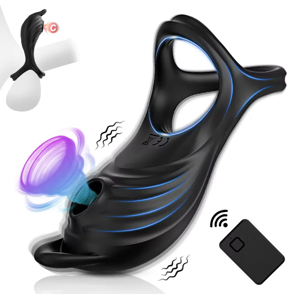Sucking Vibrator Cock Ring for Men – Delay Ejaculation & Clitoral Stimulator Sex Toy for Couples, Adult Penis Ring