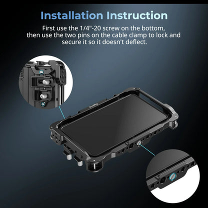 SmallRig Monitor Cage Kit for Atomos Shinobi II – Protective Cage with Sunhood, USB-C Cable Clamp & Screen Protector for Professional Camera Monitor Rig (Model 5030)
