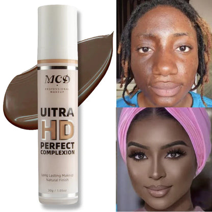 9-Shade Full Coverage Liquid Concealer & Foundation — Natural Matte Base Makeup