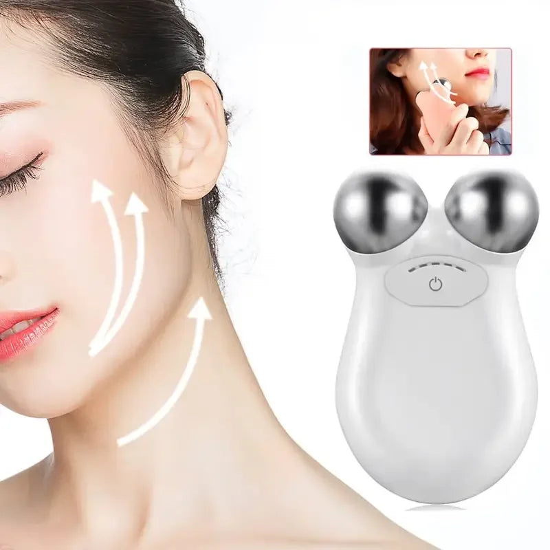 Microcurrent Facial Massager Roller – EMS Face Lift & Anti-Wrinkle Skin Tightening Tool for Firming & Slimming