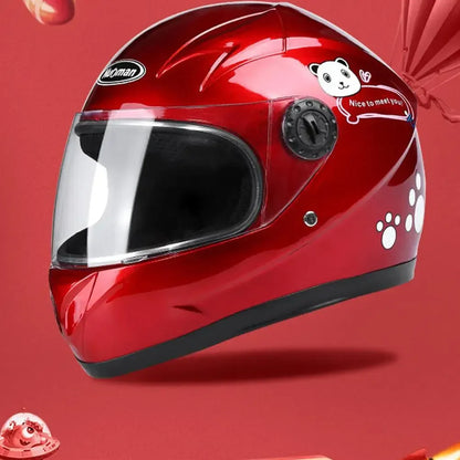 New Cute Children’s Full Face Helmet – Safety Bike & Motorcycle Helmet for Kids, Adjustable for Outdoor Sports, Four Seasons Protection