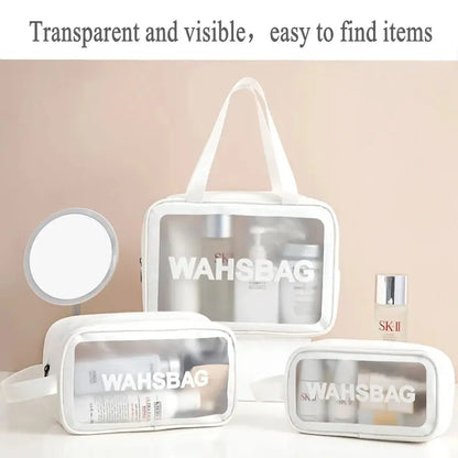 Waterproof PVC Travel Toiletry Bag – Transparent Zipper Makeup Organizer Case for Women