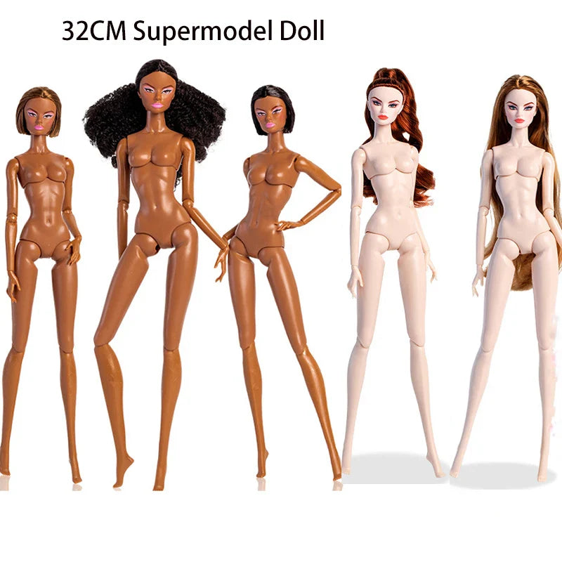 1/6 Supermodel Fashion Doll 32cm – Movable 12-Joint Short Hair Nude Doll Toy Gift
