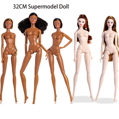 1/6 Supermodel Fashion Doll 32cm – Movable 12-Joint Short Hair Nude Doll Toy Gift