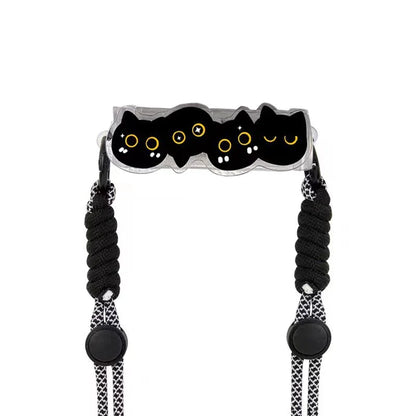 Cute Cartoon Cat & Dog Phone Lanyard – Adjustable Crossbody Shoulder Strap, Back Clip Hanging for Universal Mobile Phones