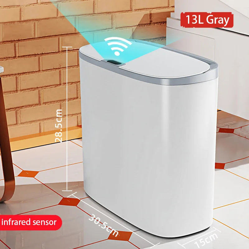 Automatic Touchless Trash Can - Motion Sensor Waterproof Slim Waste Bin for Bathroom, Kitchen & Bedroom