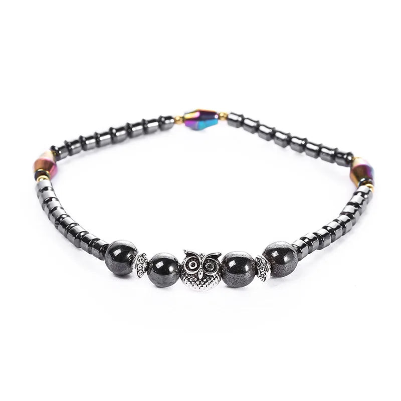 Weight Loss Magnet Anklets: Owl Animals Stone Magnetic Therapy Bracelets for Women Men - Pain Relief, Slimming Health Jewelry