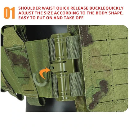 New Combat Vest 6094 – Lightweight Quick Release Laser Cut Tactical Gear for Hunting, Black Tactical Vest