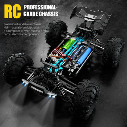 16103 Fast RC Cars – 50km/h 1/16 Off-Road 4WD Monster Truck with LED Headlights, 2.4G Waterproof Remote Control (For Adults & Kids)