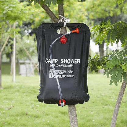 20L Foldable Solar Shower Bag: Compact Heated Water Bag for Outdoor Bathing - Camping Sun Shower with Scrubbing Pool Accessories