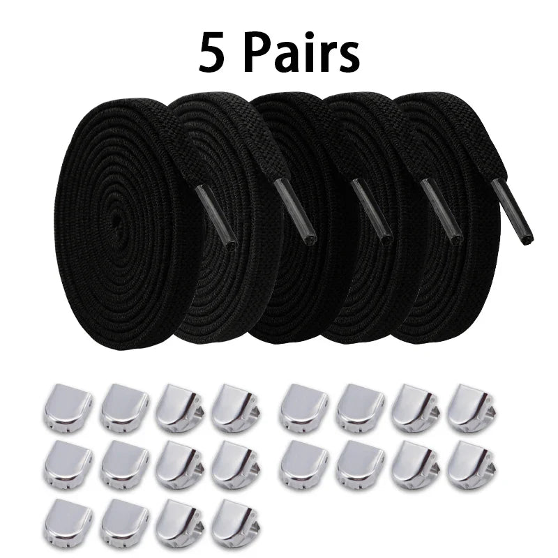 No-Tie Elastic Shoelaces – One Size Fits All Sneakers for Adults & Kids, Flat Tieless Shoestrings