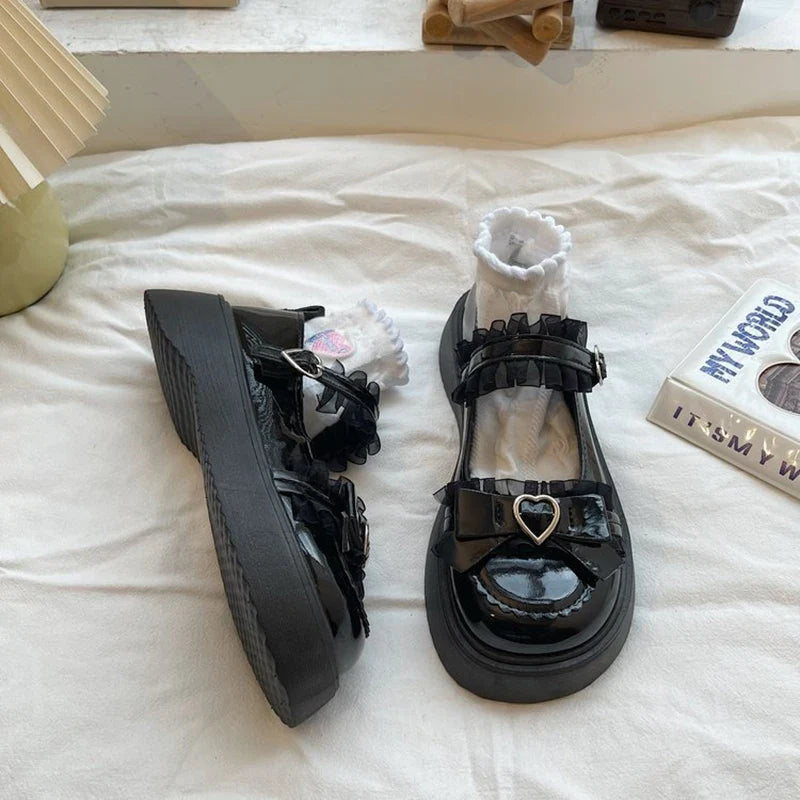 JK Lolita Platform Loafer Shoes - Y2K Kawaii School Girl Fashion Pumps