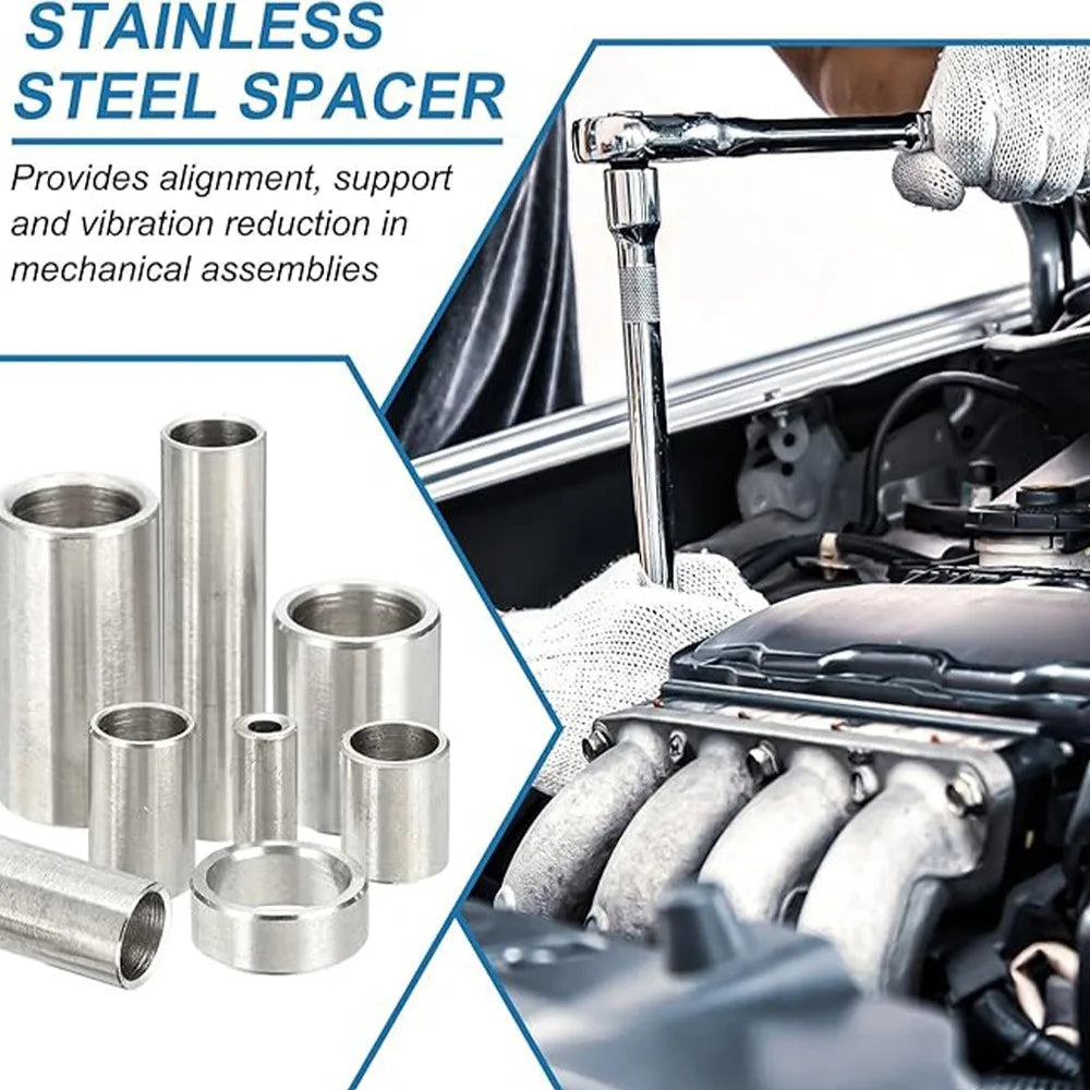 304 Stainless Steel Unthreaded Standoff Spacer Sleeves – M6/M7/M8 Hollow Bushing Washers (2–40mm Length) for Industrial Hardware Use