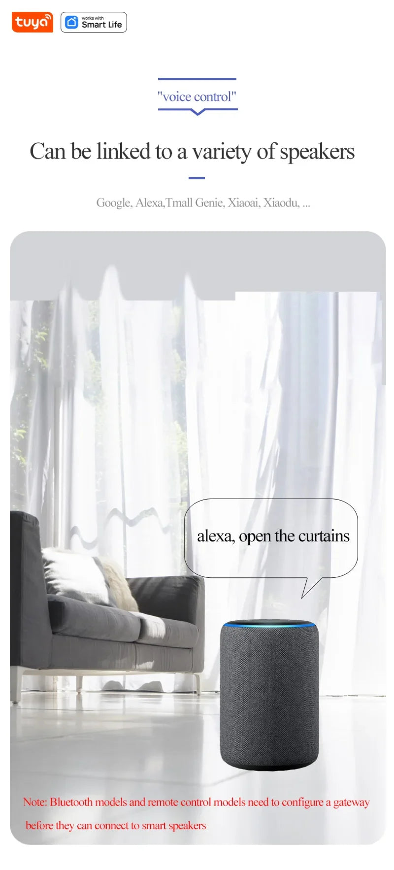 Tuya Smart Curtain Robot – Roman Rod Track with APP Control, Single/Double, Compatible with Tuya Gateway for Remote Control