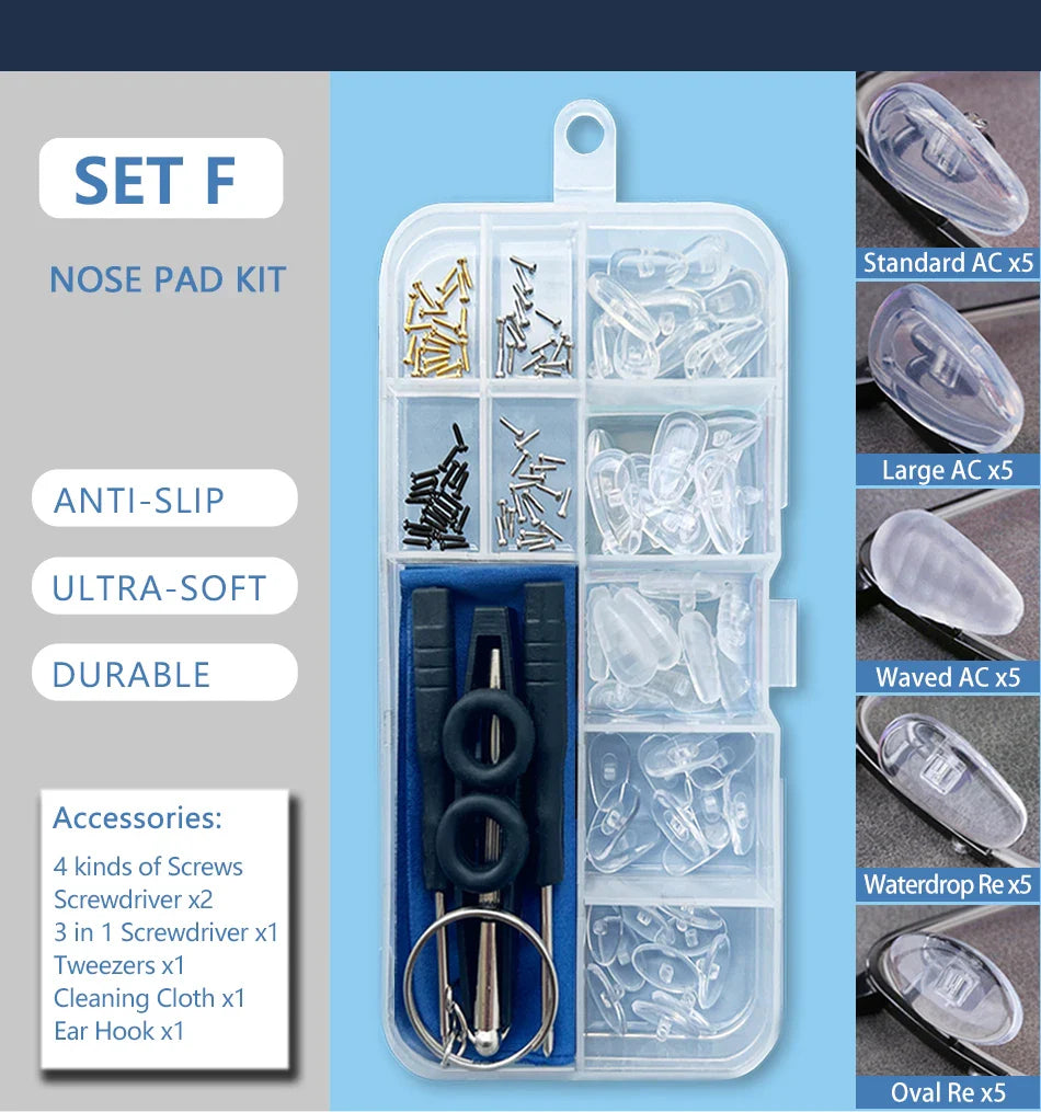 Silicone Air Chamber Nose Pads for Glasses | Anti-Slip Screw-In Eyewear Support & Accessories Kit