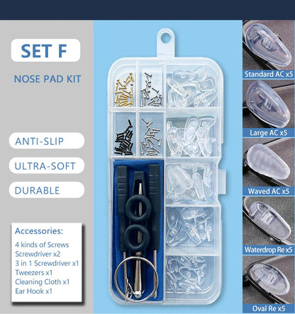 Silicone Air Chamber Nose Pads for Glasses | Anti-Slip Screw-In Eyewear Support & Accessories Kit