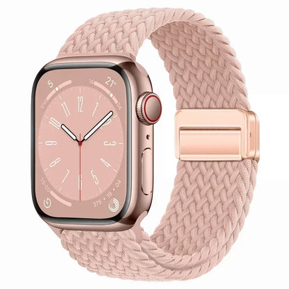 Nylon Braided Loop Apple Watch Band – Magnetic Metal Bracelet Strap for Ultra 2, Series 3–9 & SE (40mm–49mm) Adjustable Wristband