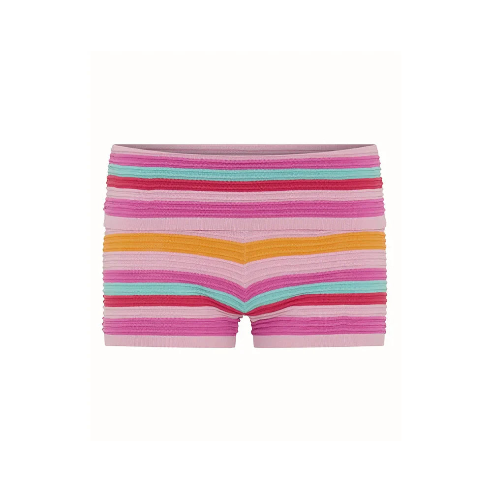 Women’s Y2K Vintage Striped 2-Piece Set – Sleeveless Cami Tank Top & Fold Over Shorts Summer Loungewear Vacation Outfit