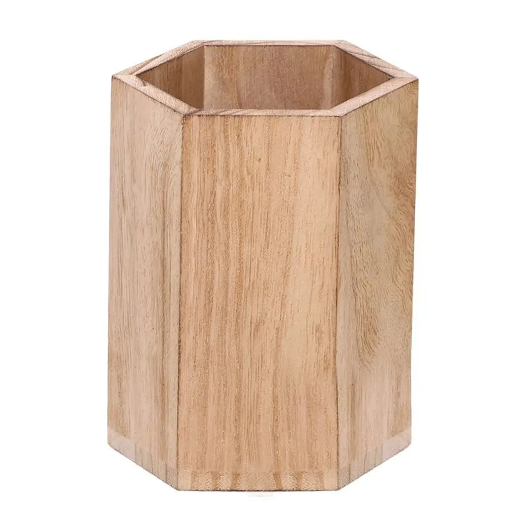 Wooden Pen Holder Organizer - Large Capacity Desktop Storage Box for Pencils & Office Supplies