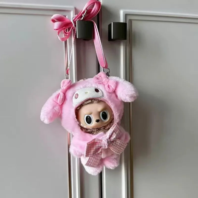 Labubu Sanrio Doll Crossbody Bag — Kawaii Anime Melody Cinnamoroll Clothing Pendant, Cute Cartoon Toy Gift
