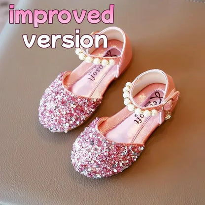 Girls Sequined Leather Shoes - Fashion Princess Sandals for Baby Girls, Size 21–35