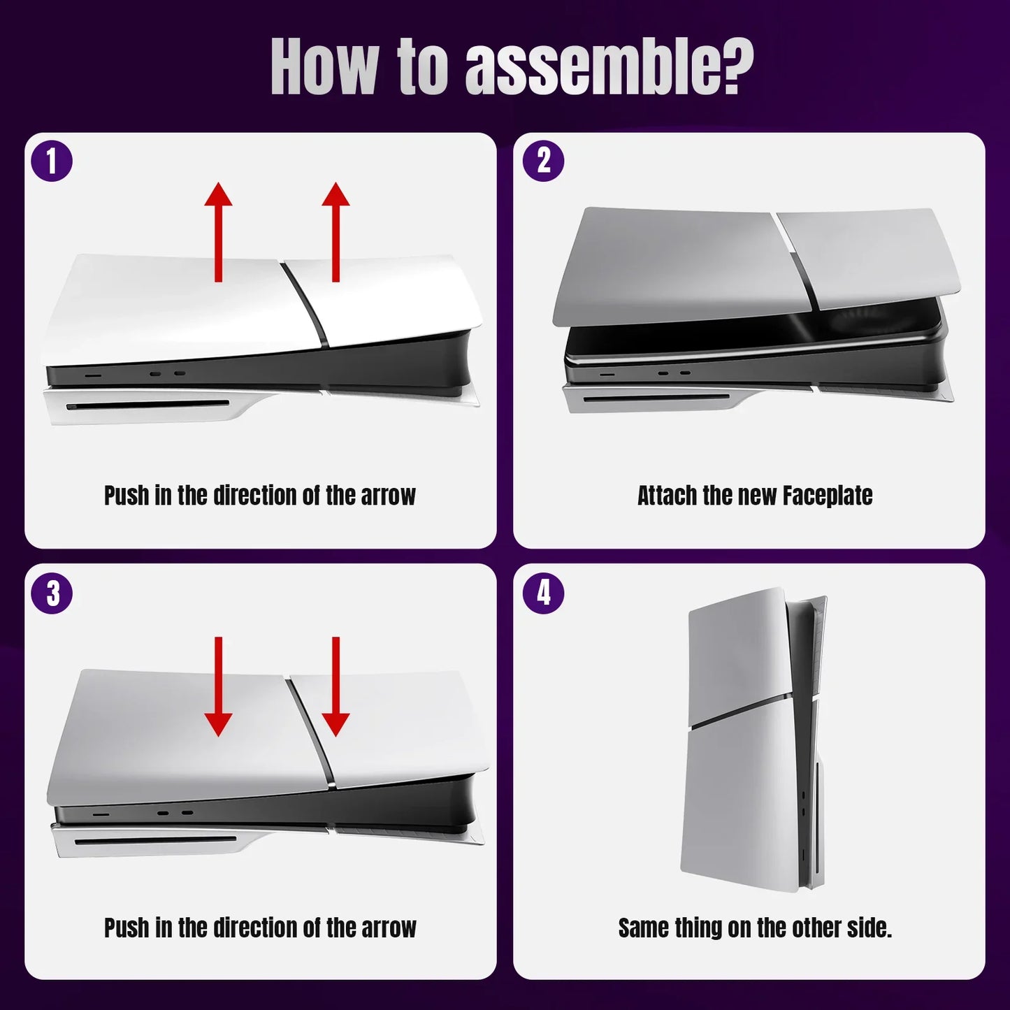 Custom Replacement Faceplates for PS5 Slim Disc Edition Console - Premium ABS Hard Case Front and Back Panels