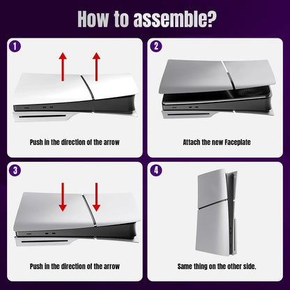 Custom Replacement Faceplates for PS5 Slim Disc Edition Console - Premium ABS Hard Case Front and Back Panels