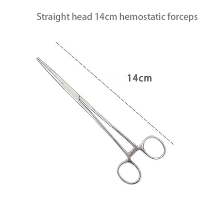 Stainless Steel Hemostatic Forceps – Surgical Locking Clamp Tool, Curved & Straight Tip Fishing Pliers & Medical Hemostat Tool