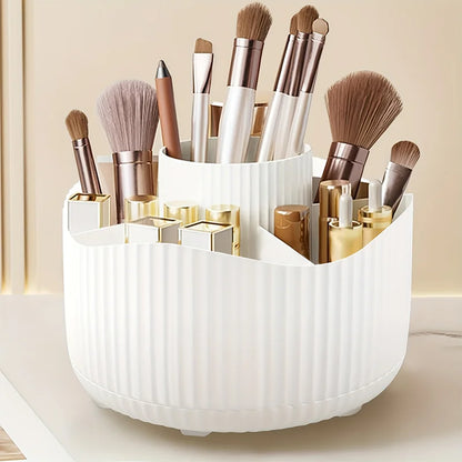 360° Rotating Makeup Brush Holder - 5 Slot Cosmetic Organizer for Brushes, Skincare & Vanity Storage