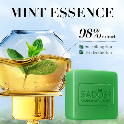 Peppermint Essential Oil Handmade Soap – Kojic Acid & Turmeric Brightening Body & Hand Cleansing Bar for Skin Whitening Care
